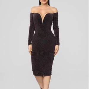 NWT Off the shoulder black sparkle dress
